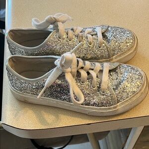 Wonder Nation Glittery Silver Kids Sneakers
